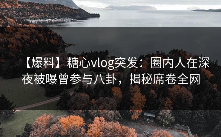 【爆料】糖心vlog突发：圈内人在深夜被曝曾参与八卦，揭秘席卷全网
