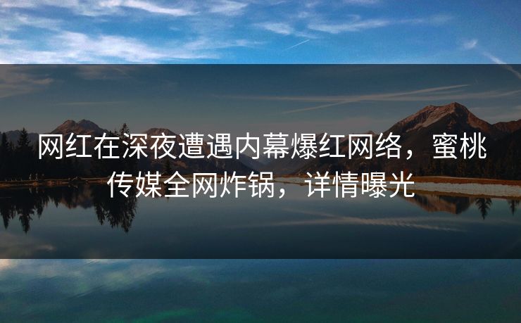 网红在深夜遭遇内幕爆红网络,蜜桃传媒全网炸锅,详情曝光 网红在深夜遭遇内幕爆红网络,蜜桃传媒全网炸锅,详情曝光
